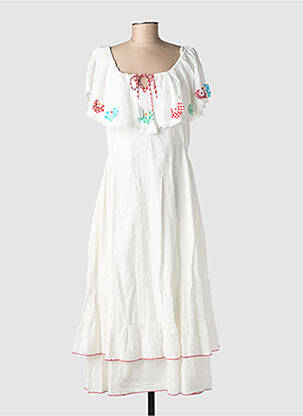 Rochie lungă mâneci scurte mâneci scurte alb RHUM RAISIN femeie