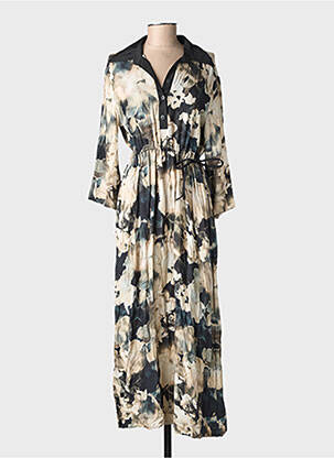 Rochie lungă imprimeu fantezie mâneci 3/4 negru RHUM RAISIN femeie