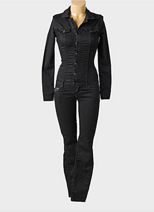 Salopetă-pantalon închidere cu nasturi pe față mâneci lungi negru SCHOOL RAG femeie