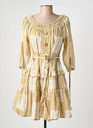 Rochie midi imprimeu fantezie mâneci scurte bej RHUM RAISIN femeie