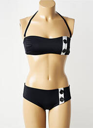 Costum de baie din două piese elasticitate top bentiță negru HENEJOLIE femeie
