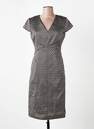 Rochie midi mâneci scurte mâneci scurte gri BROOKS BROTHERS femeie