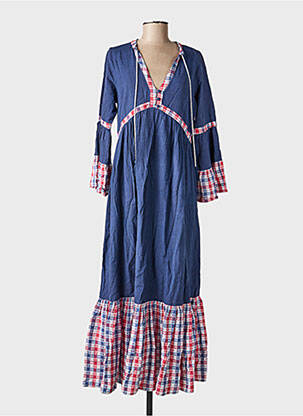 Rochie lungă croială evazată mâneci 3/4 albastru RHUM RAISIN femeie