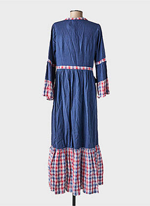 Rochie lungă croială evazată mâneci 3/4 albastru RHUM RAISIN femeie