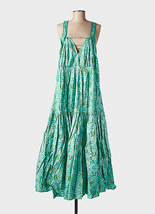 Rochie lungă imprimeu floral bretele subțiri verde RHUM RAISIN femeie