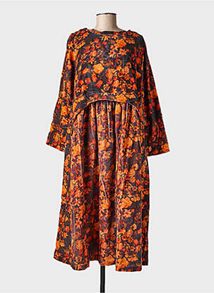 Rochie midi imprimeu floral mâneci lungi portocalie RHUM RAISIN femeie