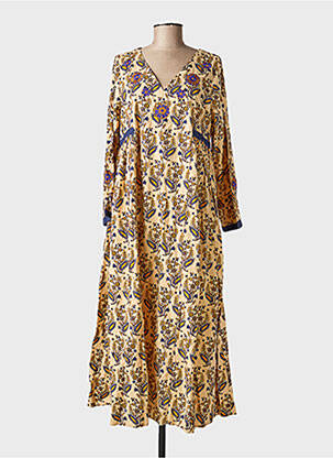 Rochie lungă mâneci lungi mâneci lungi galben RHUM RAISIN femeie