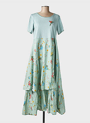 Rochie lungă mâneci scurte mâneci scurte verde RHUM RAISIN femeie
