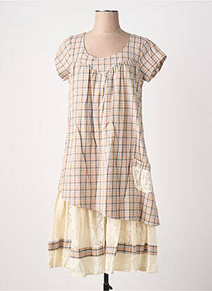 Rochie midi mâneci scurte mâneci scurte bej RHUM RAISIN femeie