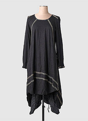 Rochie midi imprimeu fantezie mâneci lungi negru RHUM RAISIN femeie