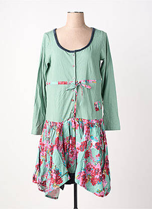 Rochie midi imprimeu fantezie mâneci lungi verde RHUM RAISIN femeie
