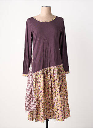 Rochie midi imprimeu fantezie mâneci lungi violet RHUM RAISIN femeie