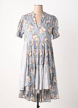 Rochie midi imprimeu floral mâneci scurte albastru RHUM RAISIN femeie