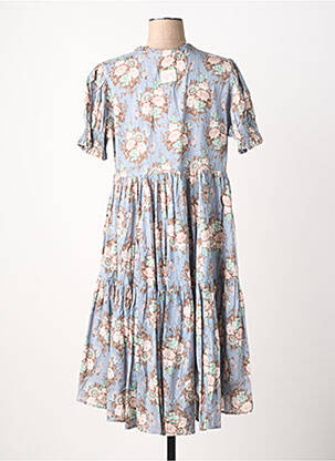 Rochie midi imprimeu floral mâneci scurte albastru RHUM RAISIN femeie
