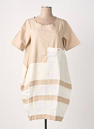 Rochie midi mâneci scurte mâneci scurte bej RHUM RAISIN femeie