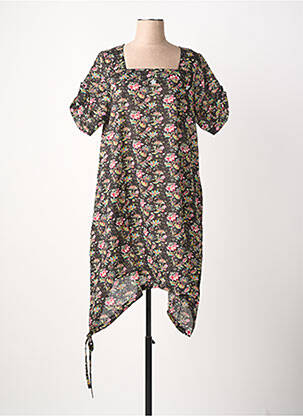 Rochie midi imprimeu fantezie mâneci scurte negru RHUM RAISIN femeie
