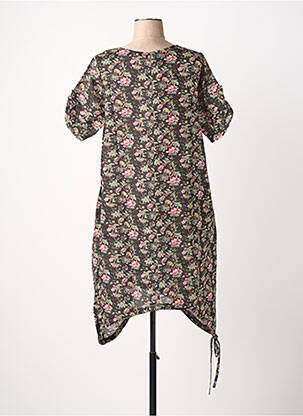Rochie midi imprimeu fantezie mâneci scurte negru RHUM RAISIN femeie