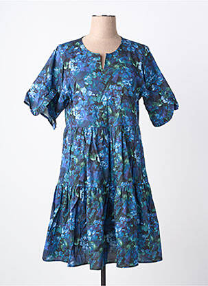 Rochie midi imprimeu floral mâneci scurte albastru RHUM RAISIN femeie