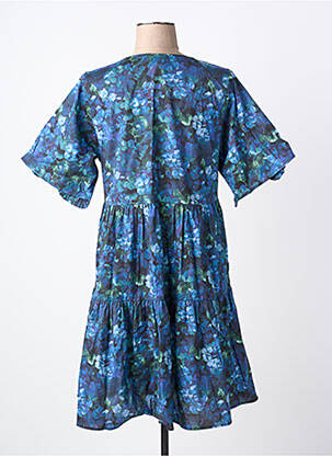 Rochie midi imprimeu floral mâneci scurte albastru RHUM RAISIN femeie