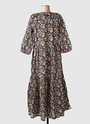 Rochie lungă imprimeu floral mâneci 3/4 maro RHUM RAISIN femeie