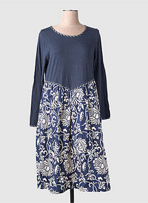 Rochie midi imprimeu floral mâneci lungi albastru RHUM RAISIN femeie