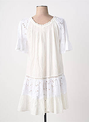 Rochie scurtă croială evazată mâneci scurte alb RHUM RAISIN femeie