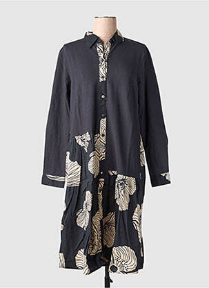 Rochie midi imprimeu fantezie mâneci lungi negru RHUM RAISIN femeie