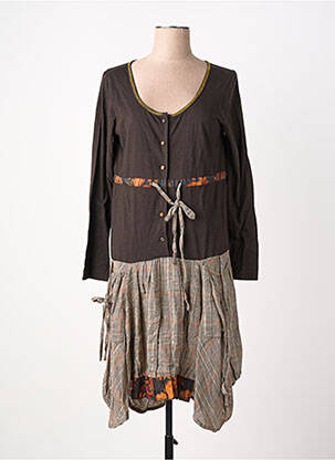 Rochie midi mâneci lungi mâneci lungi maro RHUM RAISIN femeie