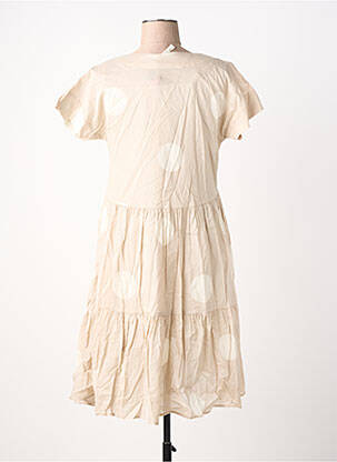 Rochie midi mâneci scurte mâneci scurte bej RHUM RAISIN femeie