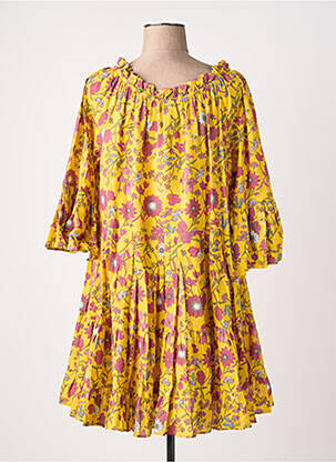 Rochie scurtă mâneci 3/4 mâneci 3/4 galben RHUM RAISIN femeie
