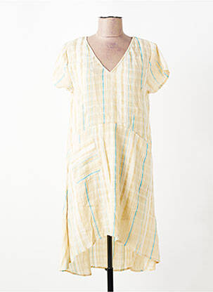 Rochie midi țesătură crep mâneci scurte bej RHUM RAISIN femeie