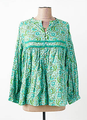 Bluză țesătură poplin mâneci lungi verde RHUM RAISIN femeie