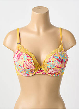 Sutien efect material satinat top sutien push-up galben MORGAN femeie