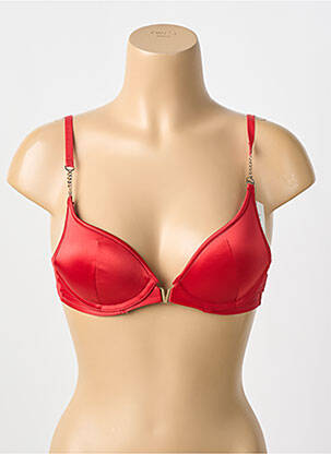 Sutien efect material satinat top sutien push-up roșu MORGAN femeie