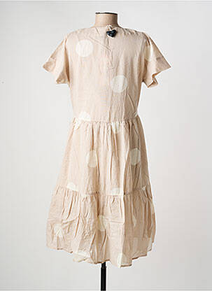 Rochie midi mâneci scurte mâneci scurte bej RHUM RAISIN femeie