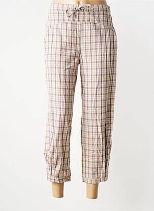 Pantalon 7/8 țesătură poplin mărime normală bej RHUM RAISIN femeie