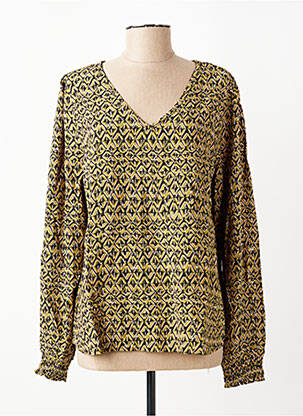 Bluză țesătură poplin mâneci lungi verde CREAM femeie