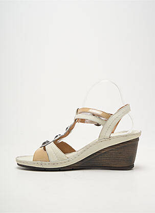 Sandale/pantofi decupați material neted toc de 7 la 9 cm bej KARSTON femeie
