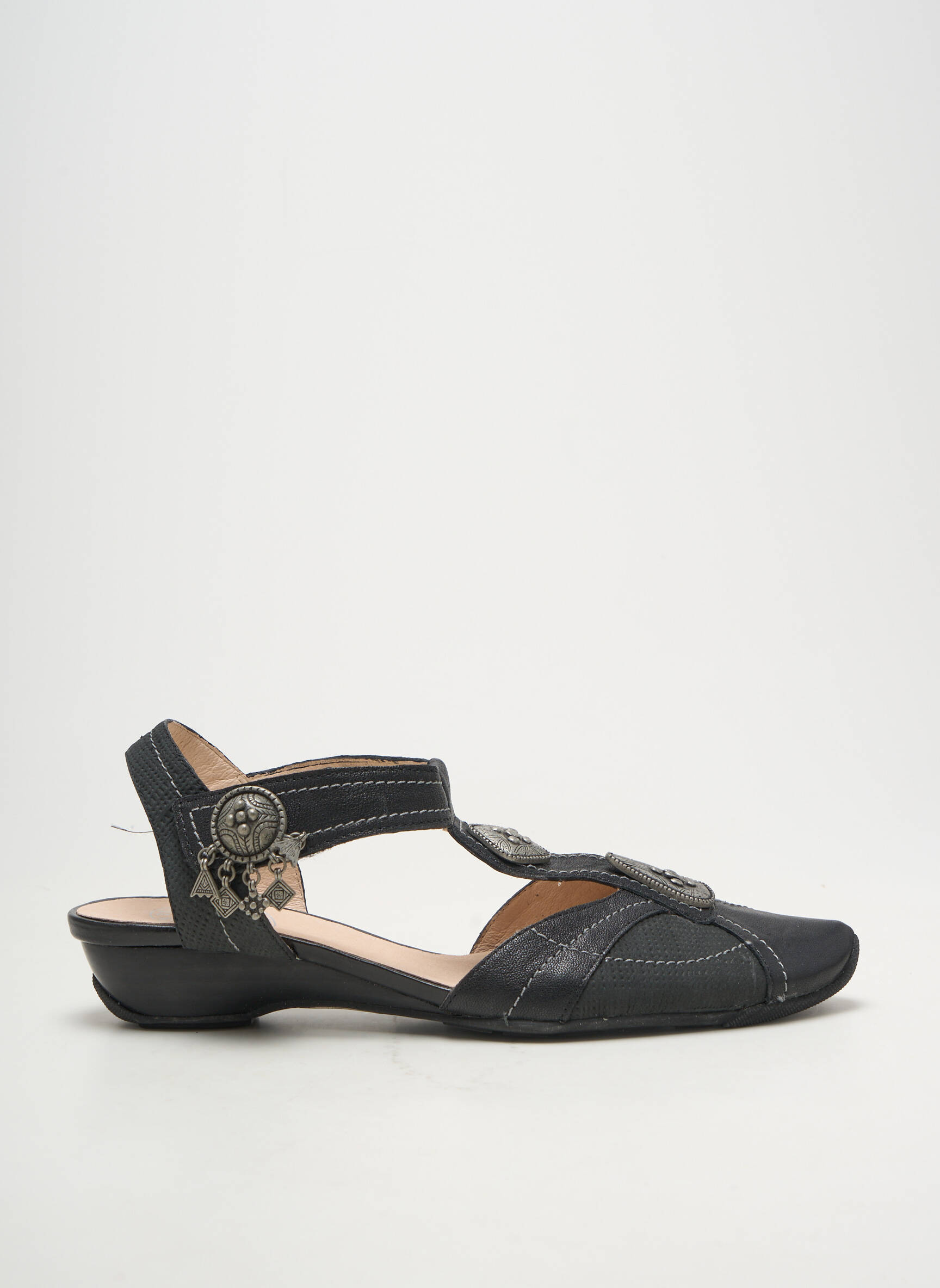 Sandale/pantofi decupați țesătură satinată toc plat până la 3 cm negru MAM'ZELLE femeie