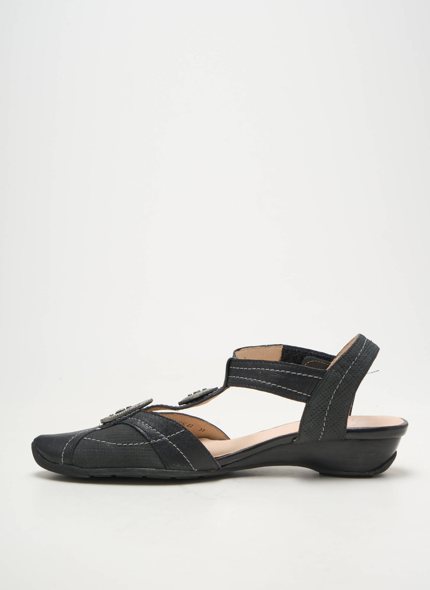 Sandale/pantofi decupați țesătură satinată toc plat până la 3 cm negru MAM'ZELLE femeie