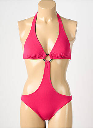 Costum de baie dintr-o singură piesă elasticitate roz GENIUS femeie