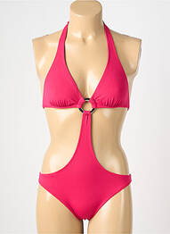 Costum de baie dintr-o singură piesă elasticitate roz GENIUS femeie