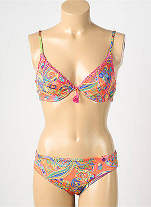 Costum de baie din două piese elasticitate sutien cupe întregi cu decolteu înalt portocalie GENIUS femeie