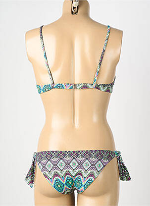 Costum de baie din două piese elasticitate sutien balconet cu decolteu înalt verde GENIUS femeie