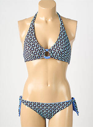 Costum de baie din două piese elasticitate top sutien modelat albastru GENIUS femeie