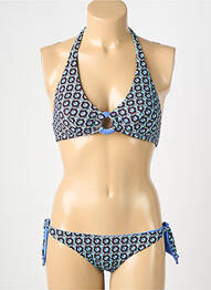 Costum de baie din două piese elasticitate top sutien modelat albastru GENIUS femeie
