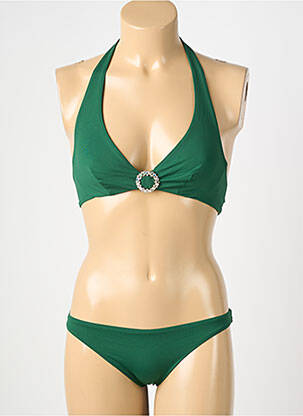 Costum de baie din două piese elasticitate sutien cupe întregi cu decolteu înalt verde GENIUS femeie