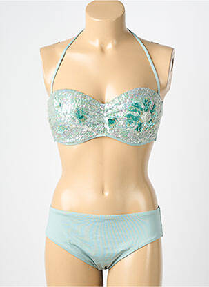 Costum de baie din două piese top bentiță top bentiță albastru GENIUS femeie