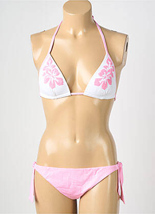 Costum de baie din două piese elasticitate top triunghiuri roz GENIUS femeie