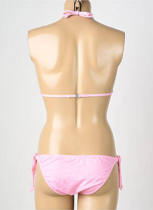 Costum de baie din două piese elasticitate top triunghiuri roz GENIUS femeie